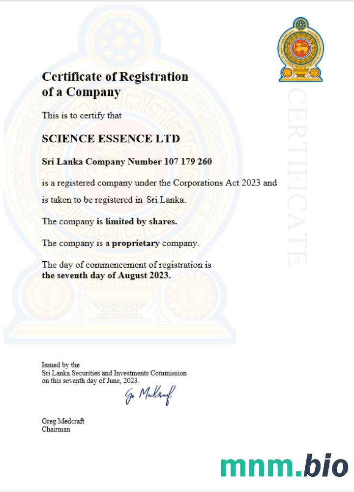 Sri Lanka Business registration vcertyfikat Word i szablon PDF